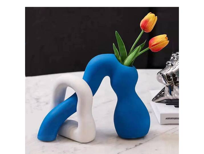 Vase en céramique, Arrangement de fleurs, ornements artisanaux abstraits irréguliers, accessoires de décoration