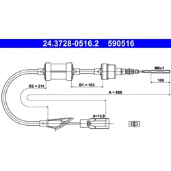 Seilzug Kupplungsbetätigung ATE 24.3728-0516.2 für Fiat Lancia Punto Y