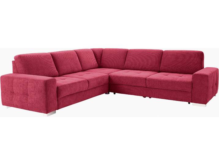 Ecksofa, Polyester, Rot 276×271 cm, Mit Bettfunktion & Sitztiefenverstellung, Modern, SIT & MORE