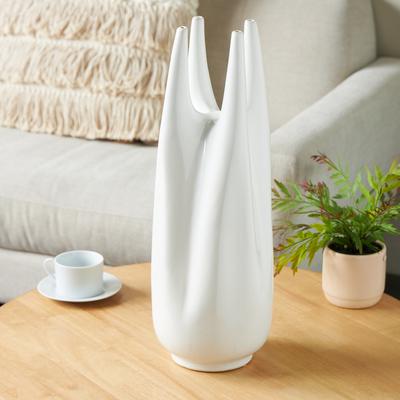 ARCILLA ELEMENTAL White Ceramic Decorative Vase with Multiple Openings
