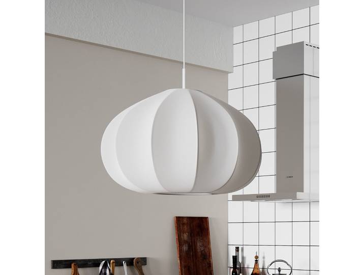 Ebba Pendelleuchte Ø60 Weiß - By Rydéns - Wohnzimmer - Stoff / Textil - Einflammig