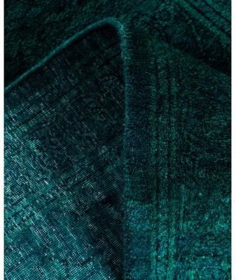 Solo Rugs "Overdyed Hand-Knotted Wool Modern-Contemporary Green Runner 2' 6"" x 12' 7"""