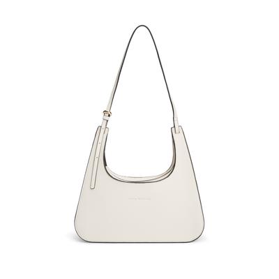 Schultertasche TOMMY HILFIGER "TH MODERN SHOULDER BAG", Damen, Gr. B/H/T: 33cm x 30cm x 14cm, weiß (creme), Lederimitat, Taschen Schultertasche, Umhängetasche, Handtasche, Tragetasche mit Logoprägung