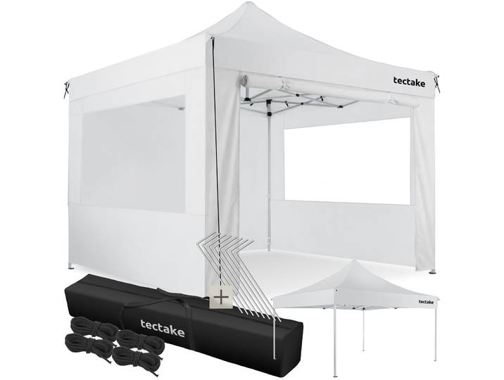 Aluminium Faltbarer Garten Pavillon 3x3m mit 4 Seitenteilen - weiss