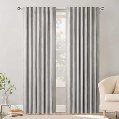Awesome Home Chenille Blackout Back Tab Curtain Pair(2 panels)