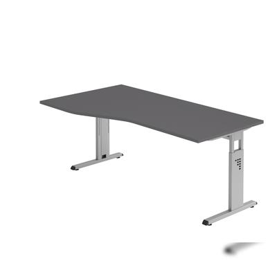 Hammerbacher-Schreibtisch C-Fuß 180x100/80cm Graphit/Silbe-VOS18/G/S