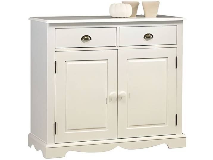 Buffet Blanc 2 Portes 2 Tiroirs de Style Anglais