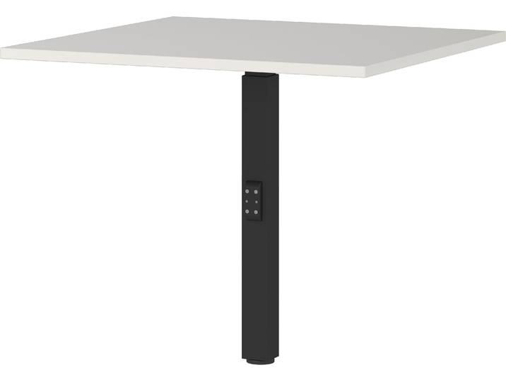 Eckverbindungsplatte GERMANIA Agenda , schwarz (lichtgrau, schwarz), B:80cm H:91cm T:80cm, Holzwerkstoff, Metall, Ansatztischplatten, Eckverbindungsplatte, mit Stützfuss aus Metall