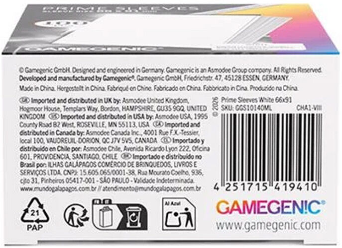 Gamegenic GG : Prime Sleeves White 66x91mm