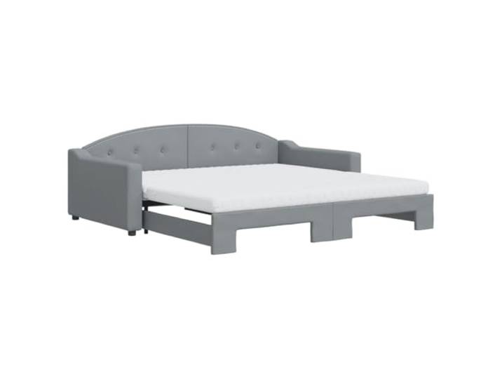 PUGYNBK Schlafsofa mit Matratze, hellgrauer Stoff, 100 x 200 cm Struktur aus Holz und Metall, 2 Schaumstoffmatratzen, Lattenrost, für Wohnzimmer oder Schlafzimmer