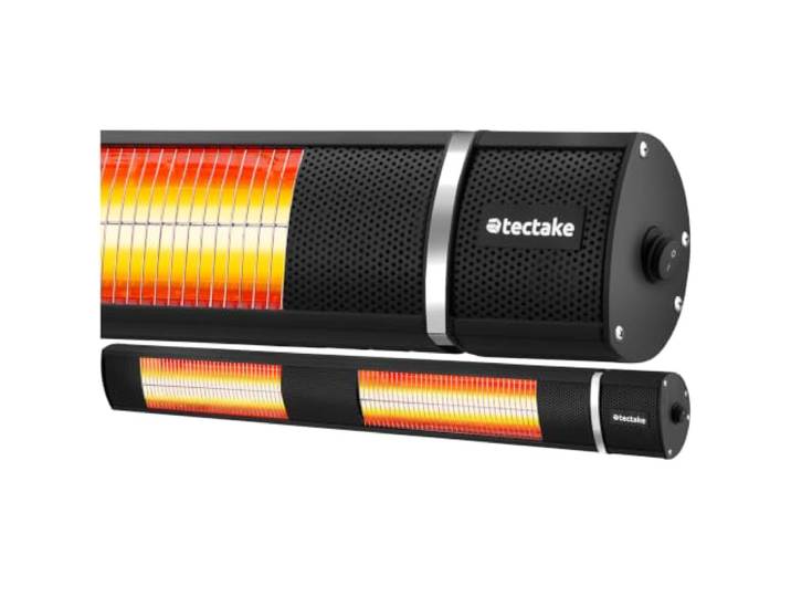 tectake® Chauffage électrique extérieur Infrarouge\, 2 000 W\, 3 Puissances 1000-2000-3000 W\, Montage mural\, Dispositif anti-basculement\, Réglable en hauteur\, Inclinable\, 95x11x10.5 cm\, Télécommande