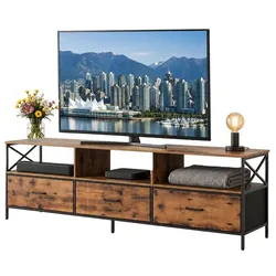 Relaxdays TV Lowboard mit Stauraum Braun,Schwarz