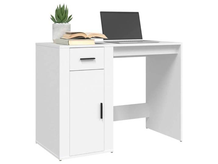 Blanc MEUBLE INFORMATIQUE (1 Personne）- Capacité 60 kg - Bureau secrétaire rectangulaire Blanc 100x49x75cm - Bois d'ingénierie 92104