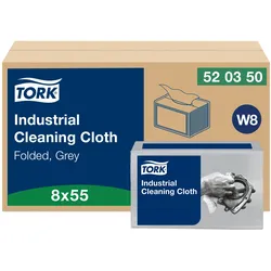 Tork Industrie-Reinigungstücher Grau W8, Gefaltet, 8 × 55 Tücher, 520350