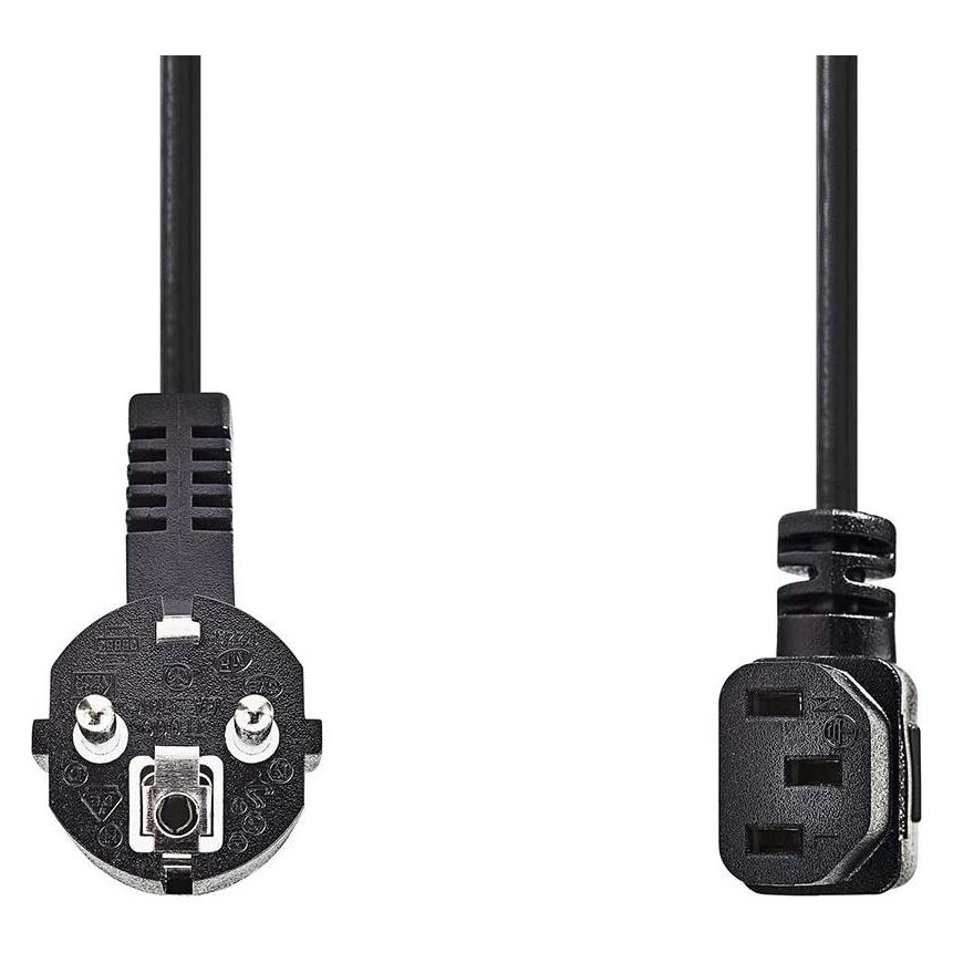 Nedis Stromkabel | Schutzkontaktstecker | IEC-320-C13 | Abgewinkelt | Abgewinkelt | Vernickelt | 3.0 (3 m) (CEGL10020BK30)