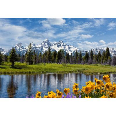 Fototapete PAPERMOON "ALPEN-SEE-im Gebirge", bunt, B:4,5m L:2,8m, Vlies, Tapeten