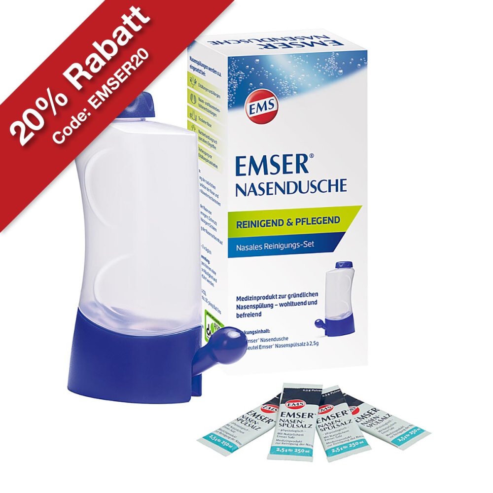 Uriach Germany GmbH Emser Nasendusche mit 4 Beuteln Nasenspülsalz 12615385