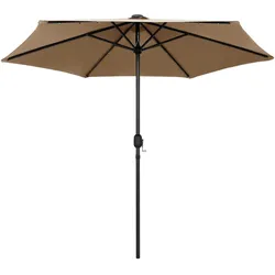 vidaXL Sonnenschirm mit LED-Beleuchtung und Alu-Mast 270 cm Taupe