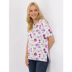 IN-PRINT Shirt, 1/2-Arm Rundhalsausschnitt Seitenschlitze Allover-Druck