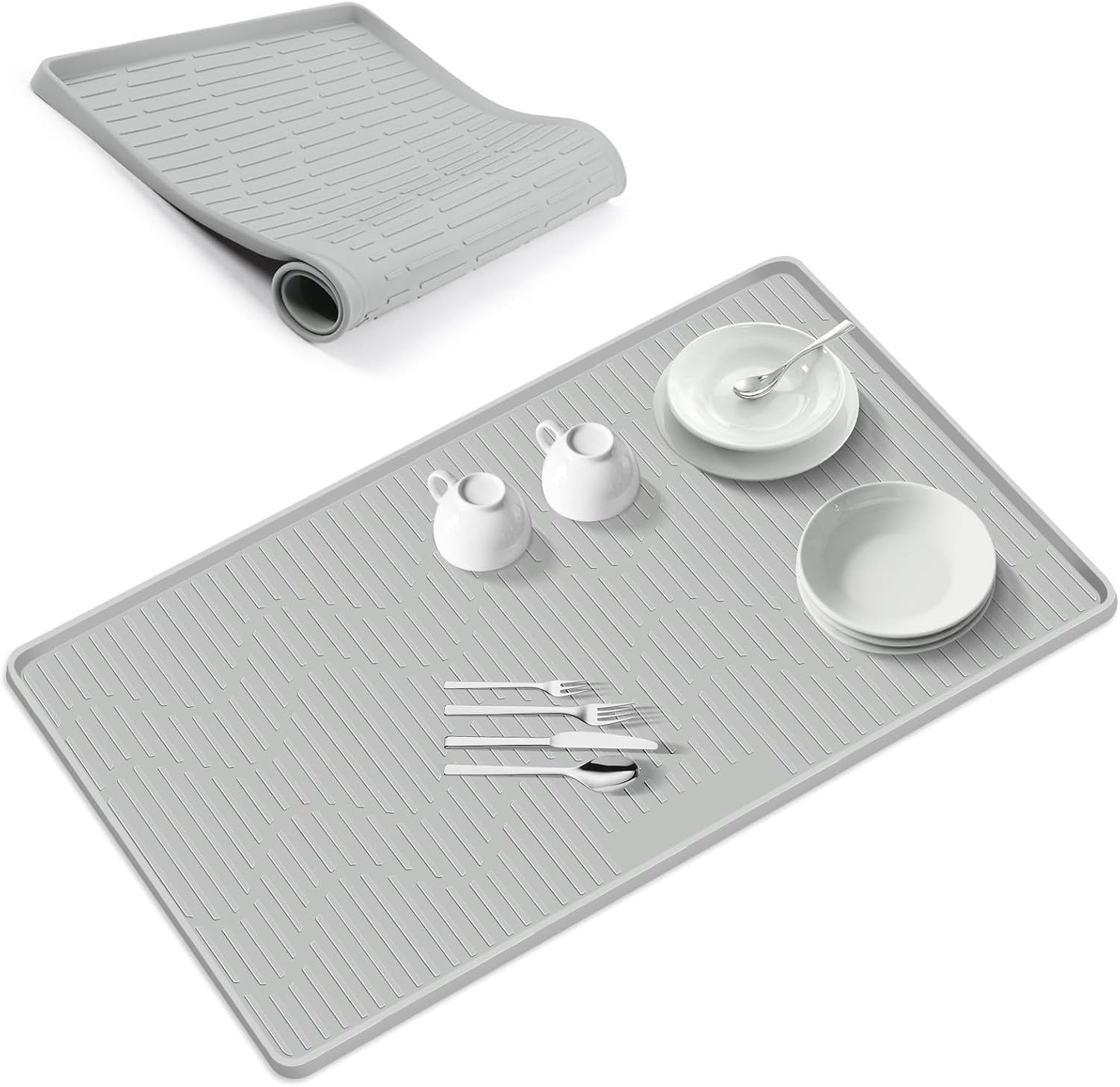 Siliconen Afvoer Mat 61 x 43 cm - Antislip, Warmtebestendige en Vouwbare Droogmat voor Keuken en Koffiebar