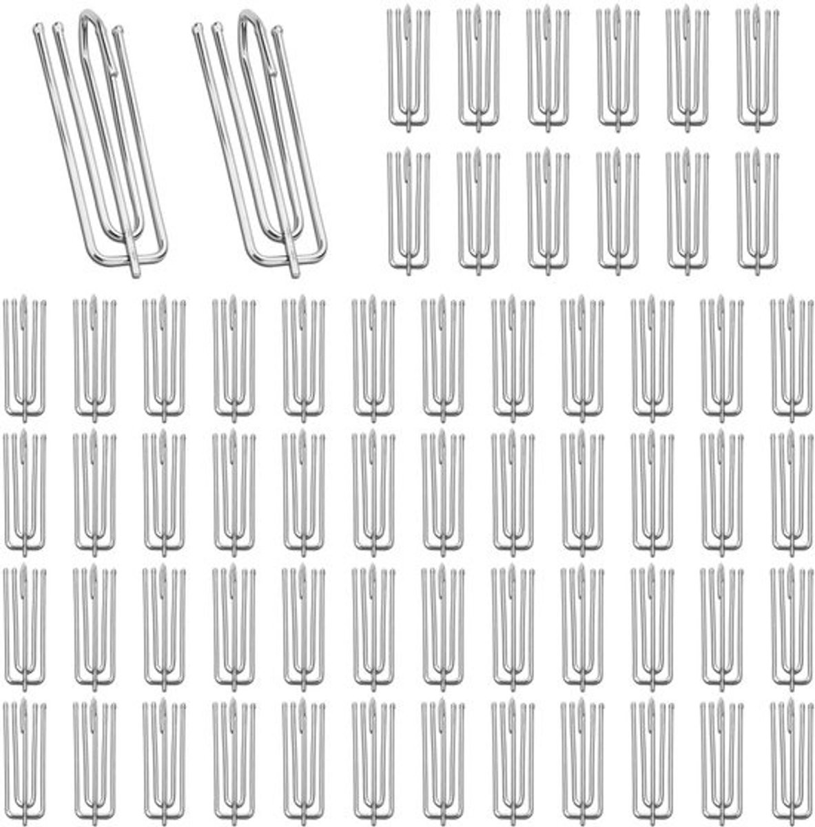 Dailygoods Gordijnhaken 60 stuks - Roestvrij staal - Vierpuntig