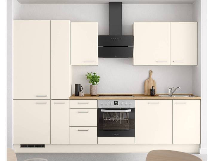 Küchenzeile High-Line Touch Variante B 300cm Ausrichtung links Beige/Magnolia/Eiche Sierra Dekor AEG