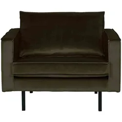Sessel Rodeo aus Samt, modern und komfortabel, dunkelgrün, elegantes Metallgestell
