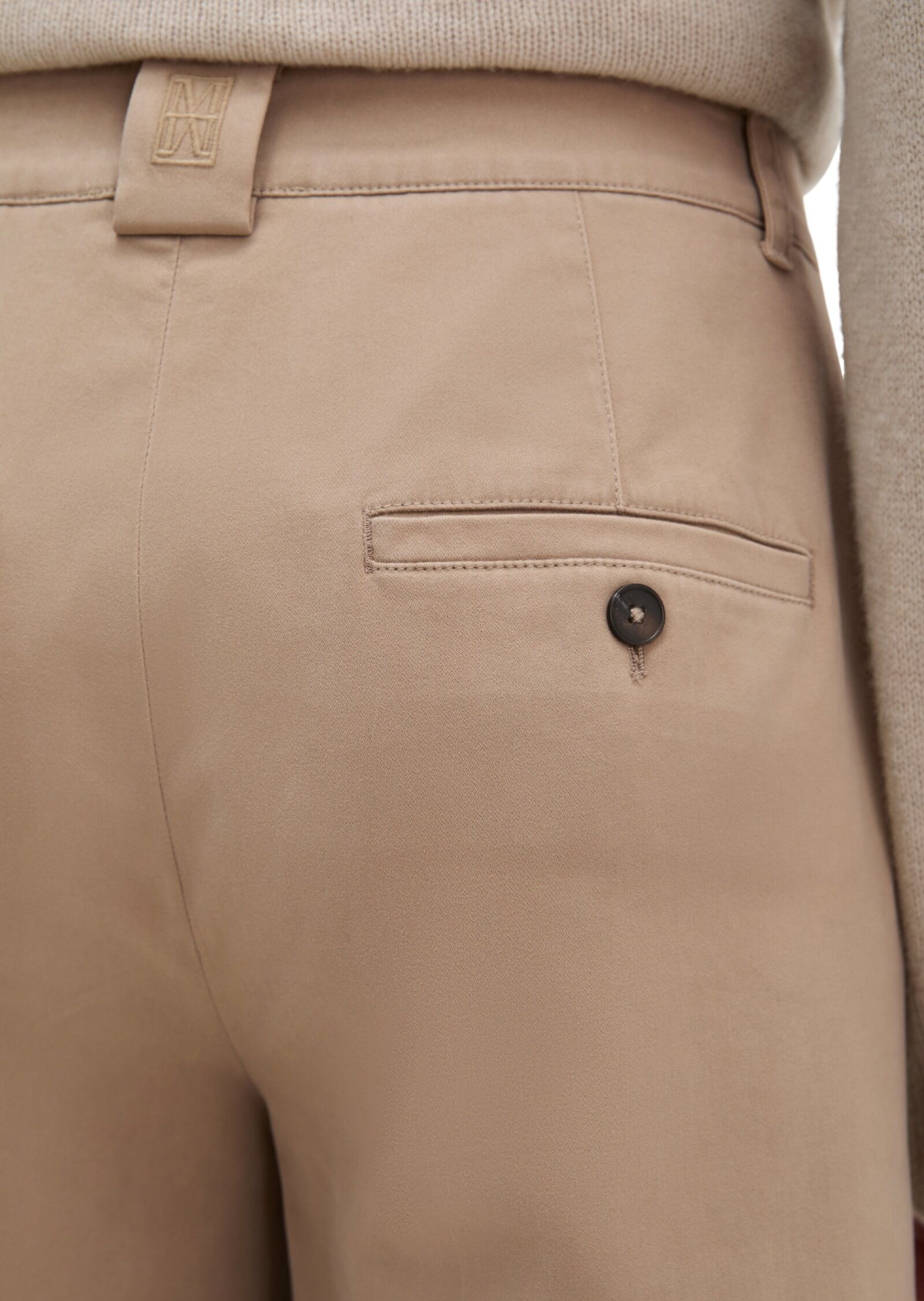 Marc O' Polo Stoffhose MARC O'POLO "MARGO WIDE", Damen, Gr. 38, N-Gr, beige (earthy taupe), Web, Obermaterial: 96% Baumwolle, 4% Elasthan, weit lang, Hosen Stoffhose, aus Organic Cotton-Satin-Stretch earthy taupe 38, N-Gr