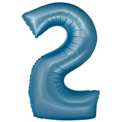 XL Folienballon blau matt Zahl 2