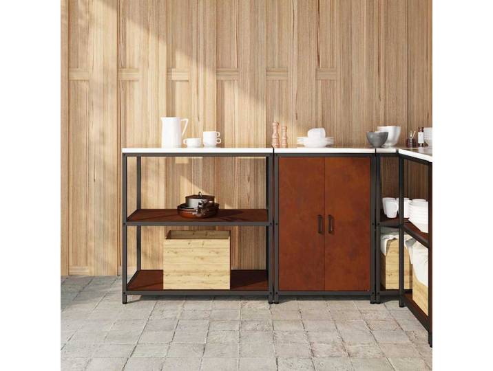 vidaXL Sideboard, Aufbewahrungsset für die Küche 2 pcs Rostig Wetterfeststahl
