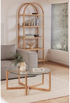 Aurelle Home Modern Oak Arched Bookshelf