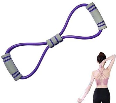 Smart Shopping Spot Figure 8 Resistance Band With Handles For Full Body Strength & Chest Training purple
