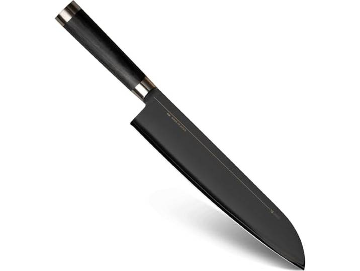 KAI Michel Bras Nr. 6 Santokumesser Handgefertigtes Allzweckmesser, 3-lagige Edelstahlklinge, schwarzer Pakkaholz-Griff, 25,4 cm