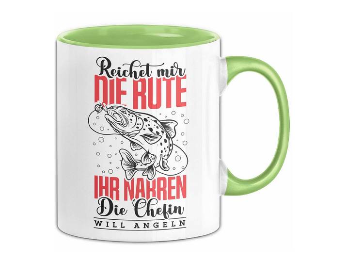 Trendation Tasse Anglerin Frauen Tasse Geschenk Spruch Lustig Die Chefin Will Angeln