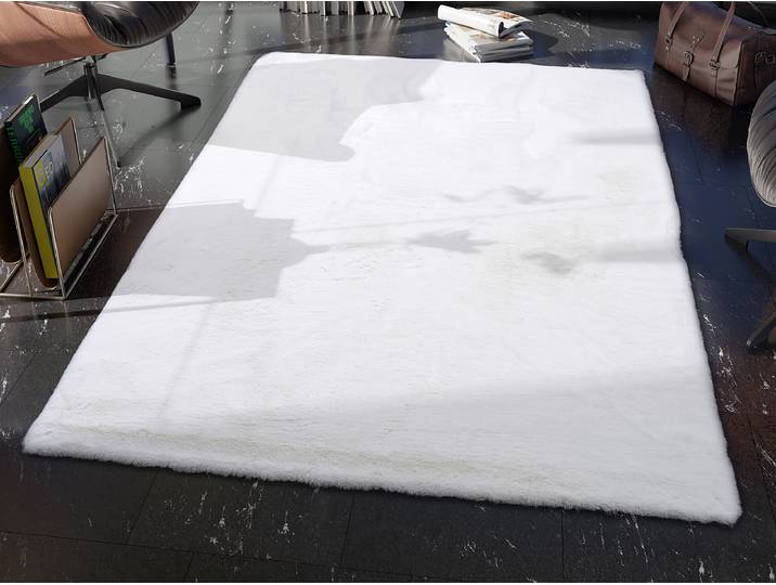 Tapis en fausse fourrure Lavabile Soft Blanc/Blanc 160 x 230cm Fourrure synthétique