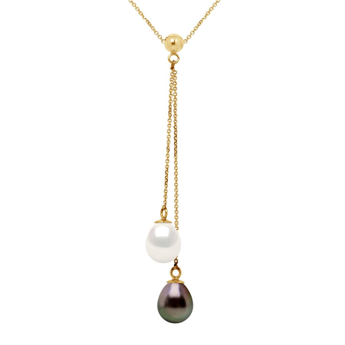 Ketting YOU AND ME TAHITI cultuur parels en 7-8mm FRESHWATER Peren Yellow Gold