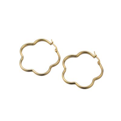 Paar Creolen "Schmuck Geschenk Edelstahl Ohrschmuck Ohrringe Blume", gold (gelbgoldfarben), ANISTON JEWELRY & WATCHES, Ohrringe, Damen, 40mm, Edelstahl, Made in Germany