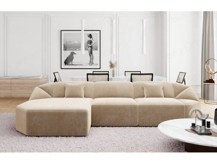 Sofa Dreams Ecksofa Design Polster Samtstoff Sofa Cabrera L Form kurz Stoffsofa, Loungesofa