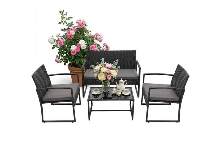 Relaxdays Ensemble jardin résine 4 pièces