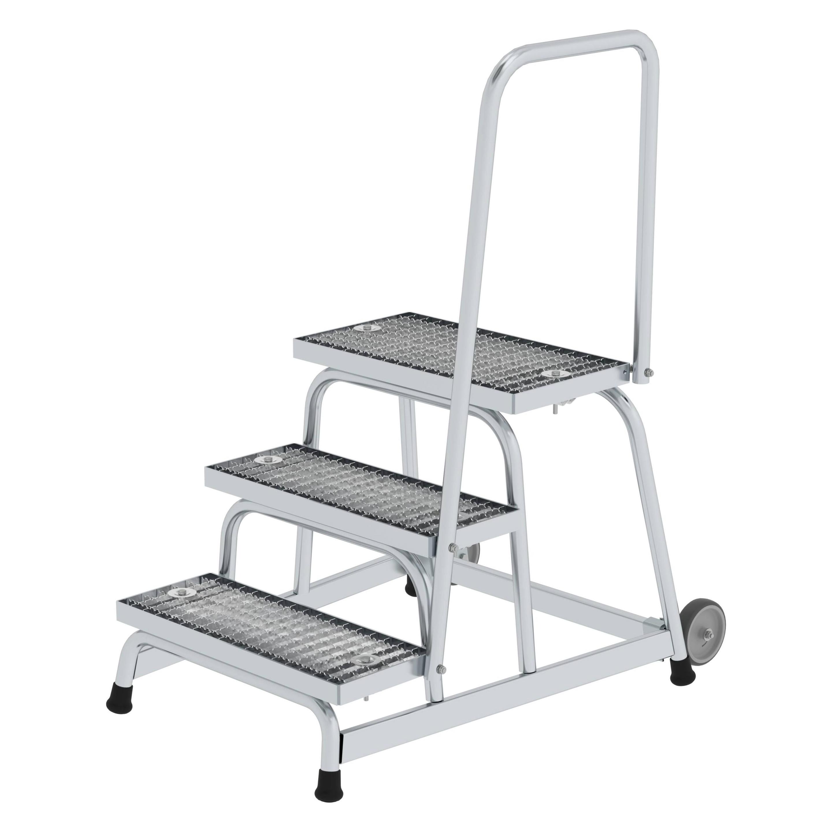 Munk Arbeitspodest starr Stahl-Gitterrost mit Rollen und Handlauf 3 Stufen (Gerüst, 97 cm) (228733)