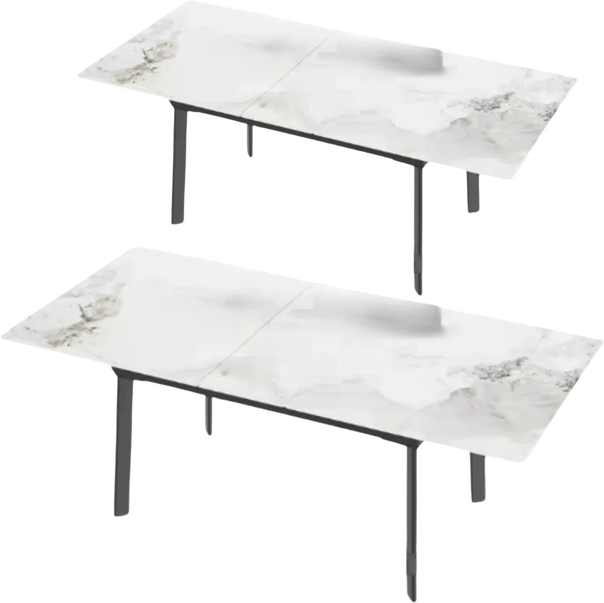 Happiq Vaylen Eettafel voor 8-10 personen met gesinterd steen en metalen frame, uitschuifbaar, 180 cm