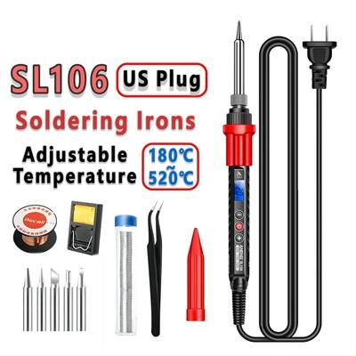 Uplifted Goods Adjustable Temperature Electric Soldering Iron Kit black Us Plug Set