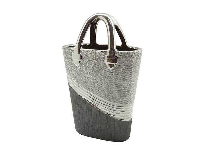 Vase, Grau, Silberfarben, Keramik, 20x31.5x10 cm, Dekoration, Vase, Keramikvasen