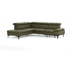 CASEDO Ecksofa Palma Leder Grün Olive
