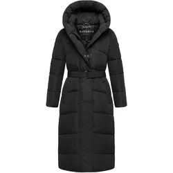 NAVAHOO Damen Steppmantel Lang Stepp Winterjacke gefüttert Anorak Parka mit Gürtel & Kapuze Eisblick