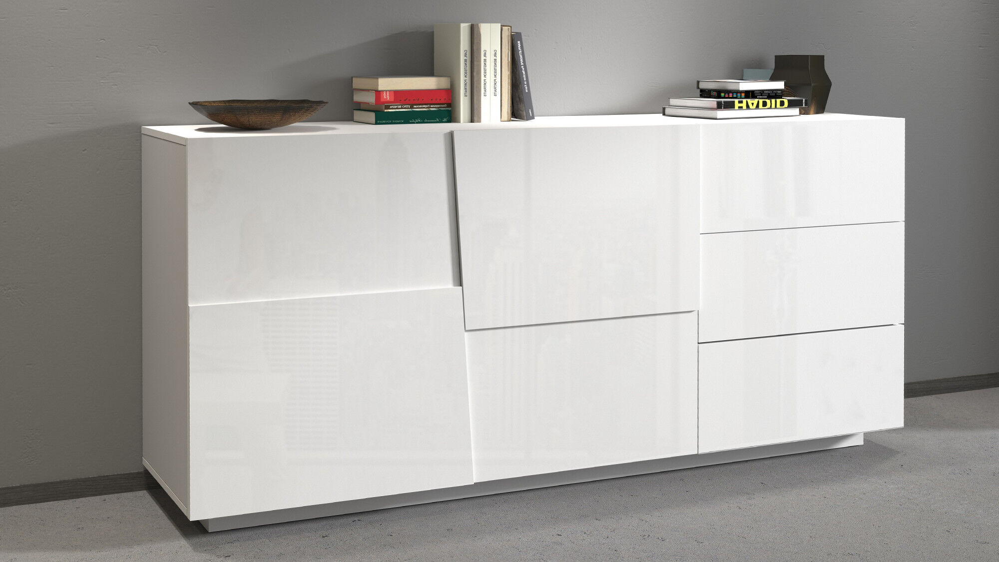 Sideboard HOME AFFAIRE "Pongo", weiß (weiß hochglanz), B:180cm H:86cm T:44,2cm, Holzwerkstoff, Sideboards, Sideboard