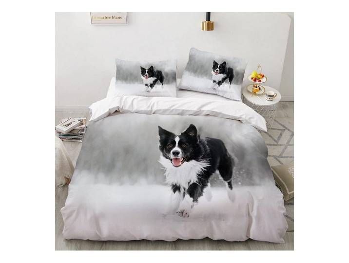 LuxusKollektion Kinderbettwäsche Bettwäsche 135x200 2tlg Hund Border Collie 3D Druck