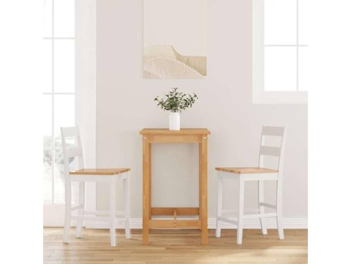 TEKGHUT Barhocker 2 STK. Weiß Massivholz Gummibaum Ergonomische Rückenlehne, Stoßfest, Langlebig, Esszimmer, Wohnzimmer