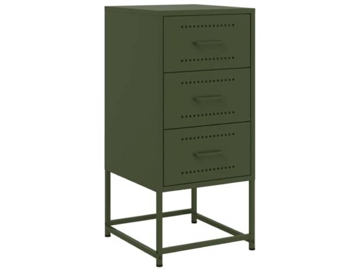 Coespram Nachttisch Stahl Olivgrün 36x39x78 cm Beistelltisch Vielseitiger Schubladenschrank für Schlafzimmer und Büro im Industrie-Look mit pflegeleichter Oberfläche.