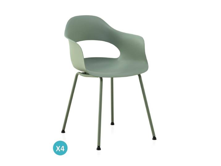 Lot de 4 fauteuils pistache avec pieds métal
